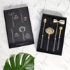 Black Leather and Brass Cocktail Tool Set